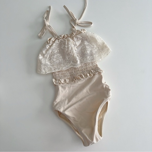 BELLE CHIARA Smocked Bobbin Lace Swimsuit 2Y - Picture 3 of 7